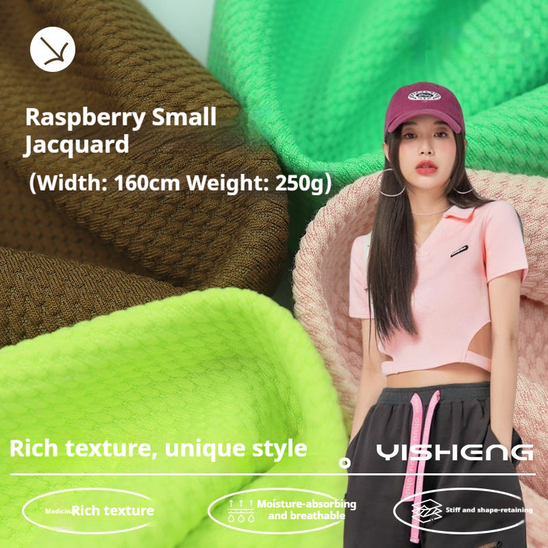 260g Textured Sweatshirt Fabric Polyester Cotton Blend, Bubble Jacquard Fabric for Fashion Brand T-shirt & Polo Shirt, Breathable & Moisture Wicking