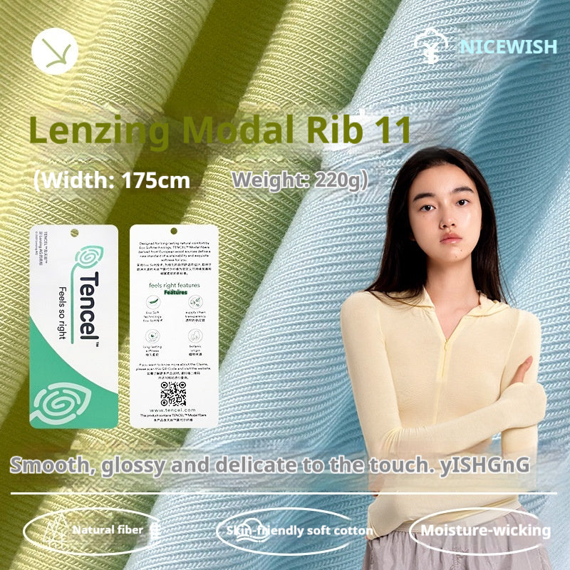 220GSM Lenzing™ Modal 1×1 Rib Knit Fabric