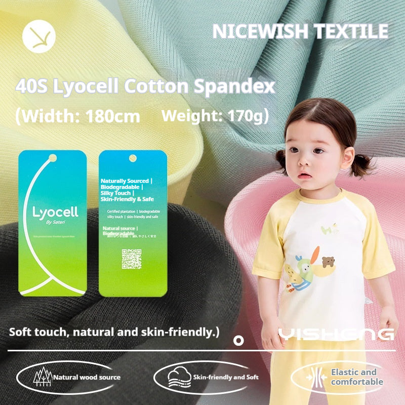 170g Tencel™/Cotton Stretch Knit Fabric – Soft, Breathable & Eco-Friendly for Kids’ T-Shirts, Underwear, Loungewear & Yoga Apparel