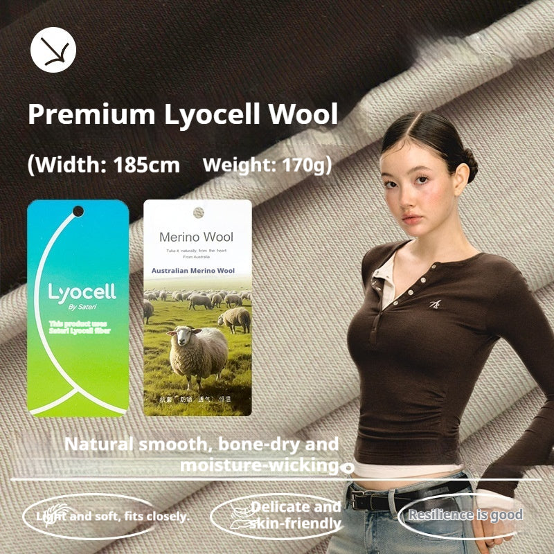 170g Tencel™/Wool Rib Knit Fabric – Lightweight, Soft & Breathable for T-Shirts, Base Layers, Undershirts & Next-to-Skin Apparel