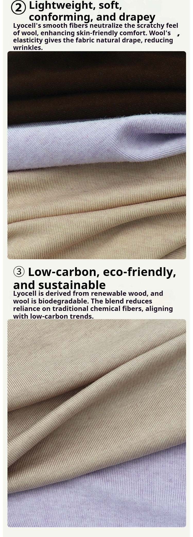 170g Tencel™/Wool Rib Knit Fabric – Lightweight, Soft & Breathable for T-Shirts, Base Layers, Undershirts & Next-to-Skin Apparel