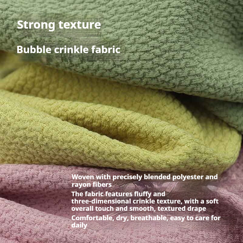 250gsm Bubble Crease Polyester Viscose Lady's Fashion Shirt Fabric